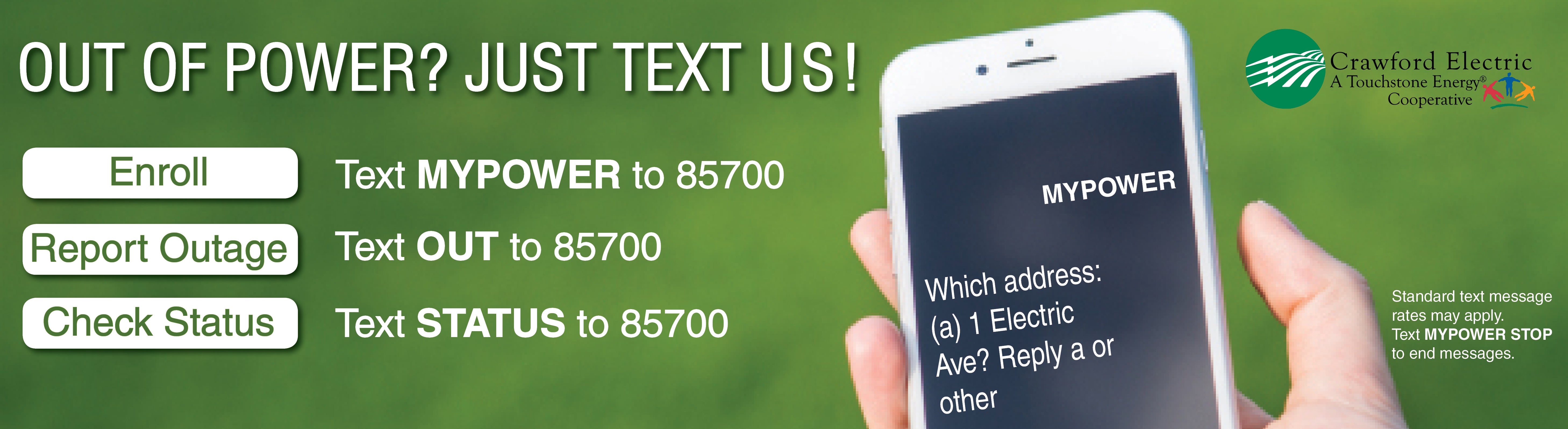 Out of Power? Text us