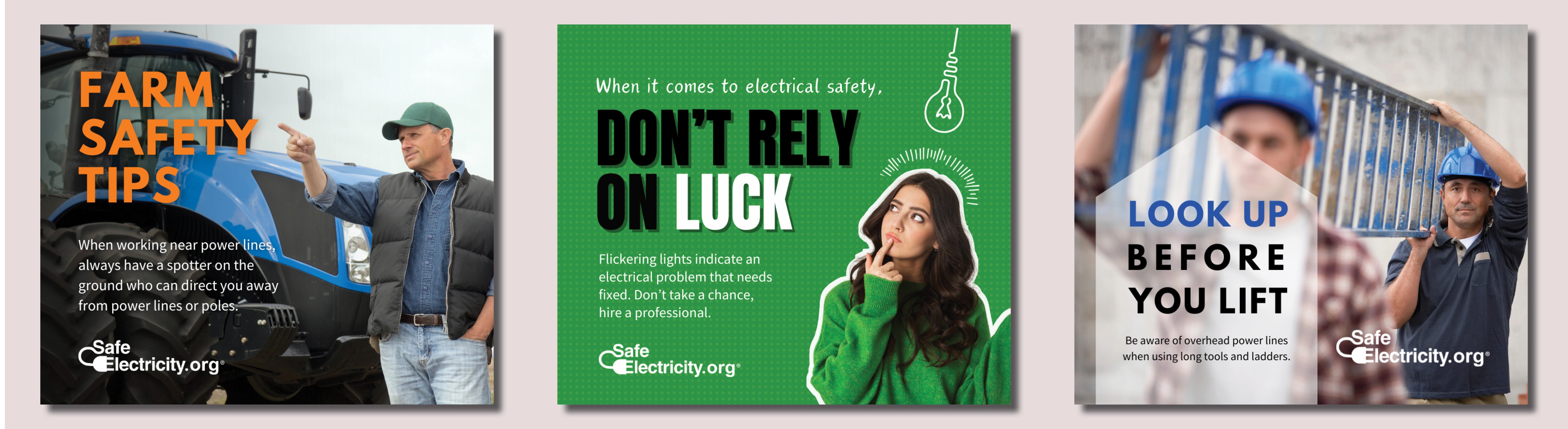Use a spotter to watch for power lines; hire a professional if lights are flickering; be aware of overhead lines before lifting ladder and long tools