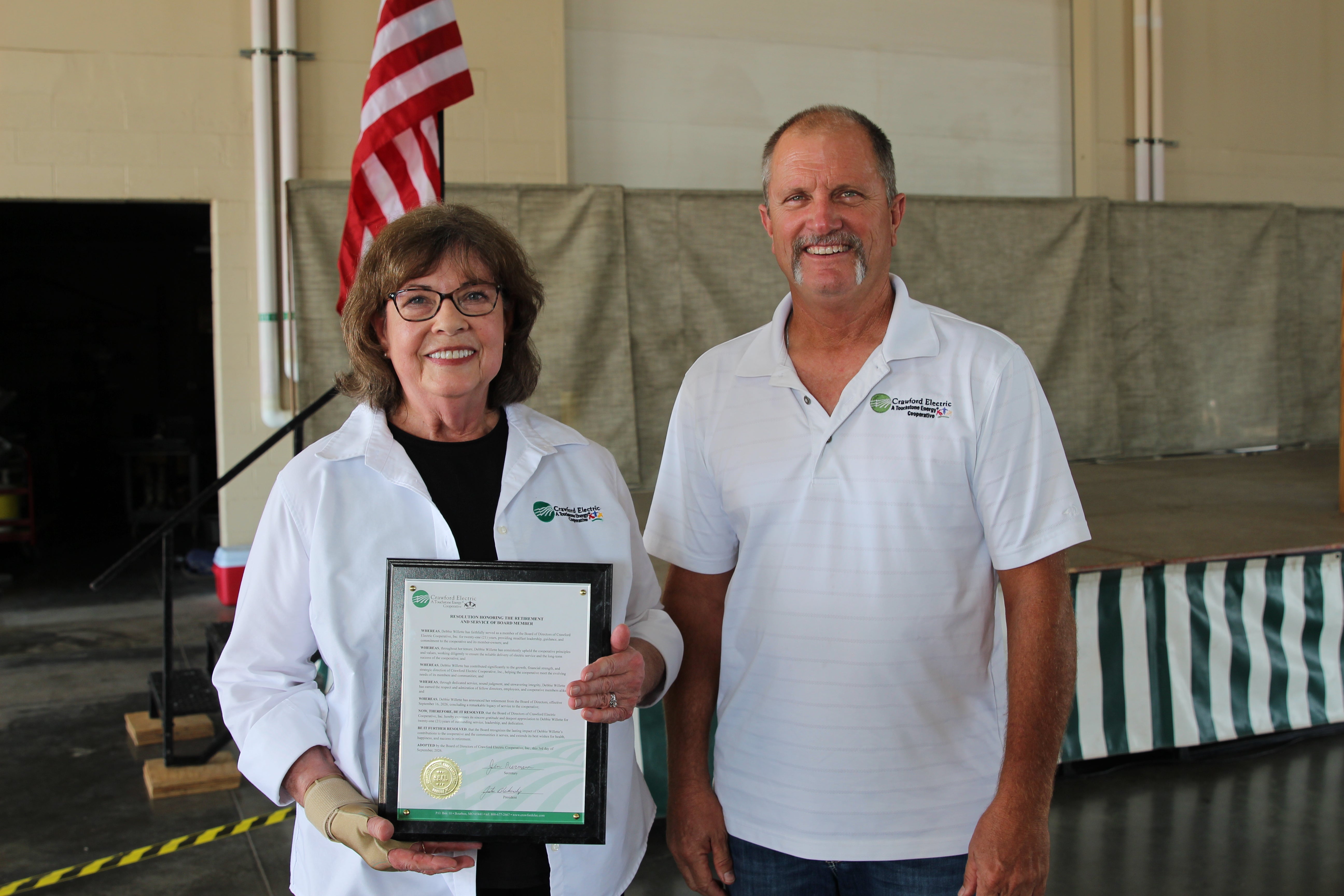 Debbie Willette honored for board service by Bink Blankenship